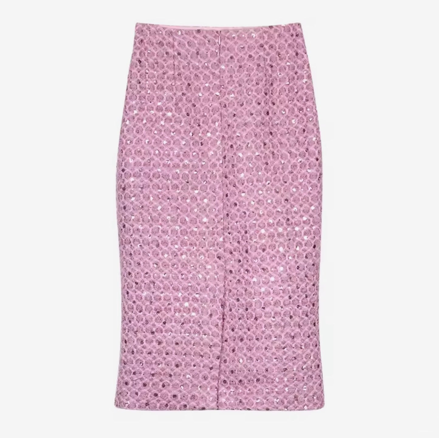Luxury Lavender Sequin Tweed Skirt Suit Set – Women’s Two-Piece Blazer & Midi Skirt with Gold Trim | Celebrity-Inspired High-End Fashion