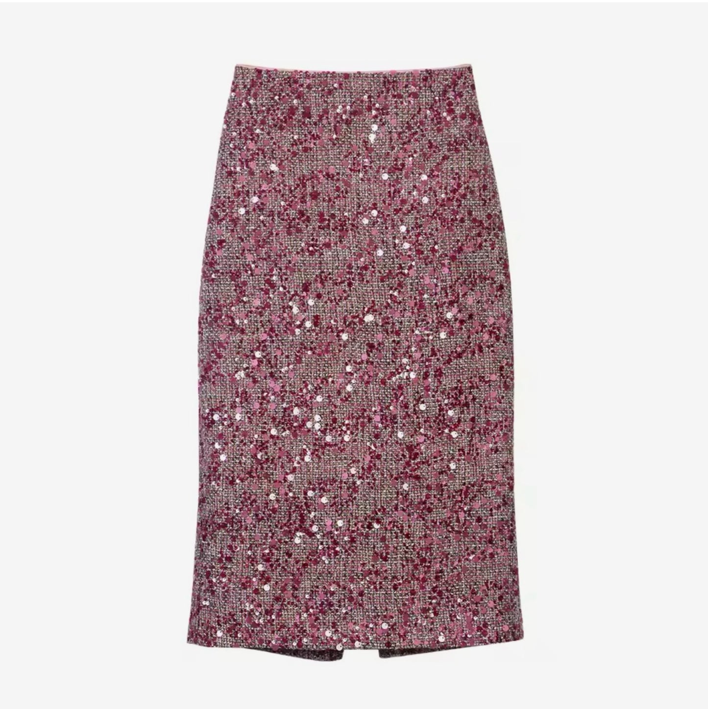 Luxury Pink Sequin Tweed Skirt Suit Set – Women’s Two-Piece Blazer & Midi Skirt with Pearl Trim | Celebrity-Inspired High-End Fashion