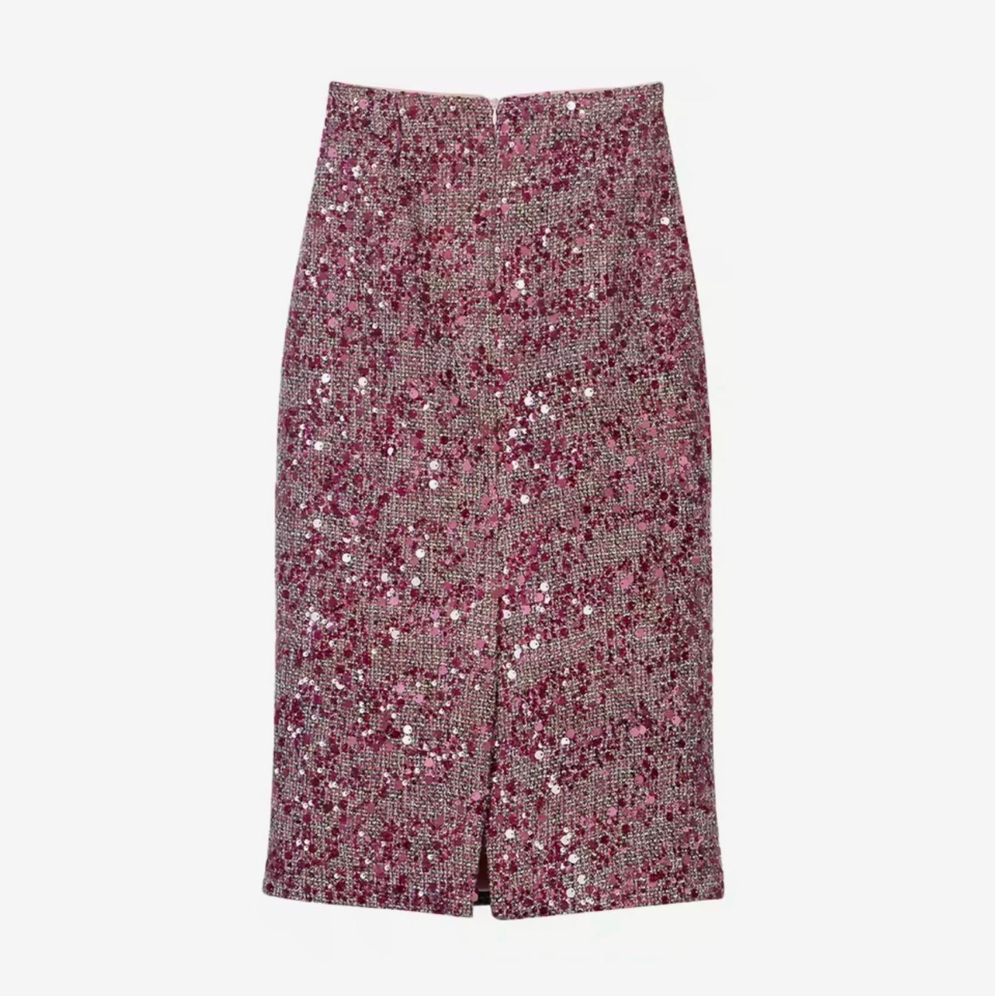 Luxury Pink Sequin Tweed Skirt Suit Set – Women’s Two-Piece Blazer & Midi Skirt with Pearl Trim | Celebrity-Inspired High-End Fashion